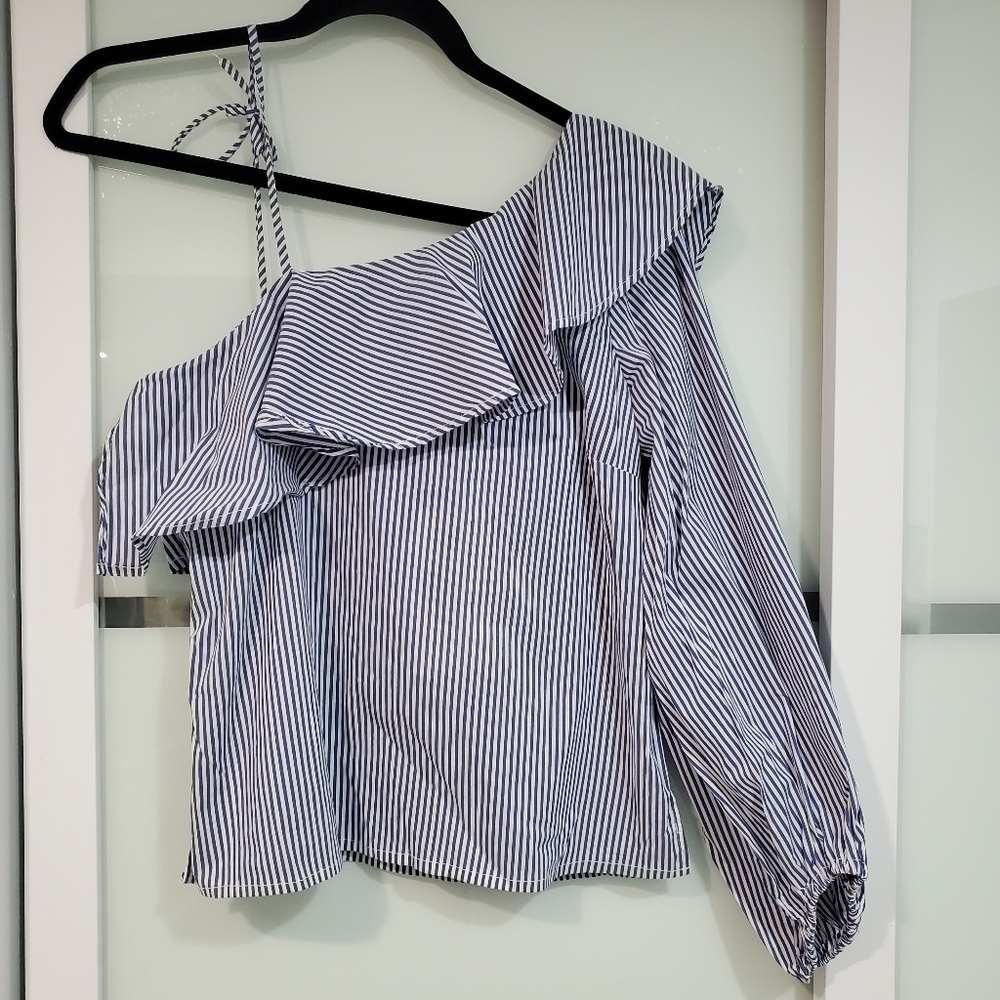 Highline Collective One Sleeve Ruffle Top - Picture 2 of 13